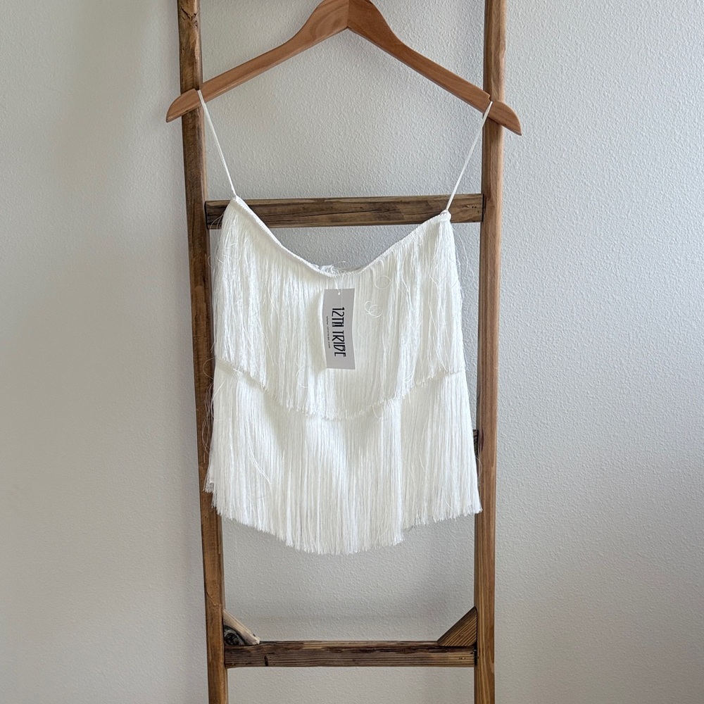 12th Tribe White Fringe Camisole